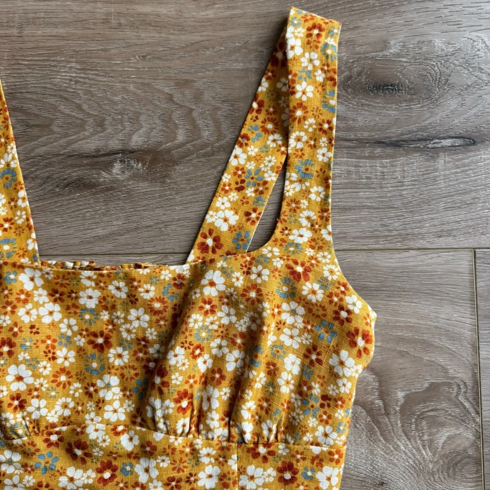 Reformation Yellow Floral Crop Top